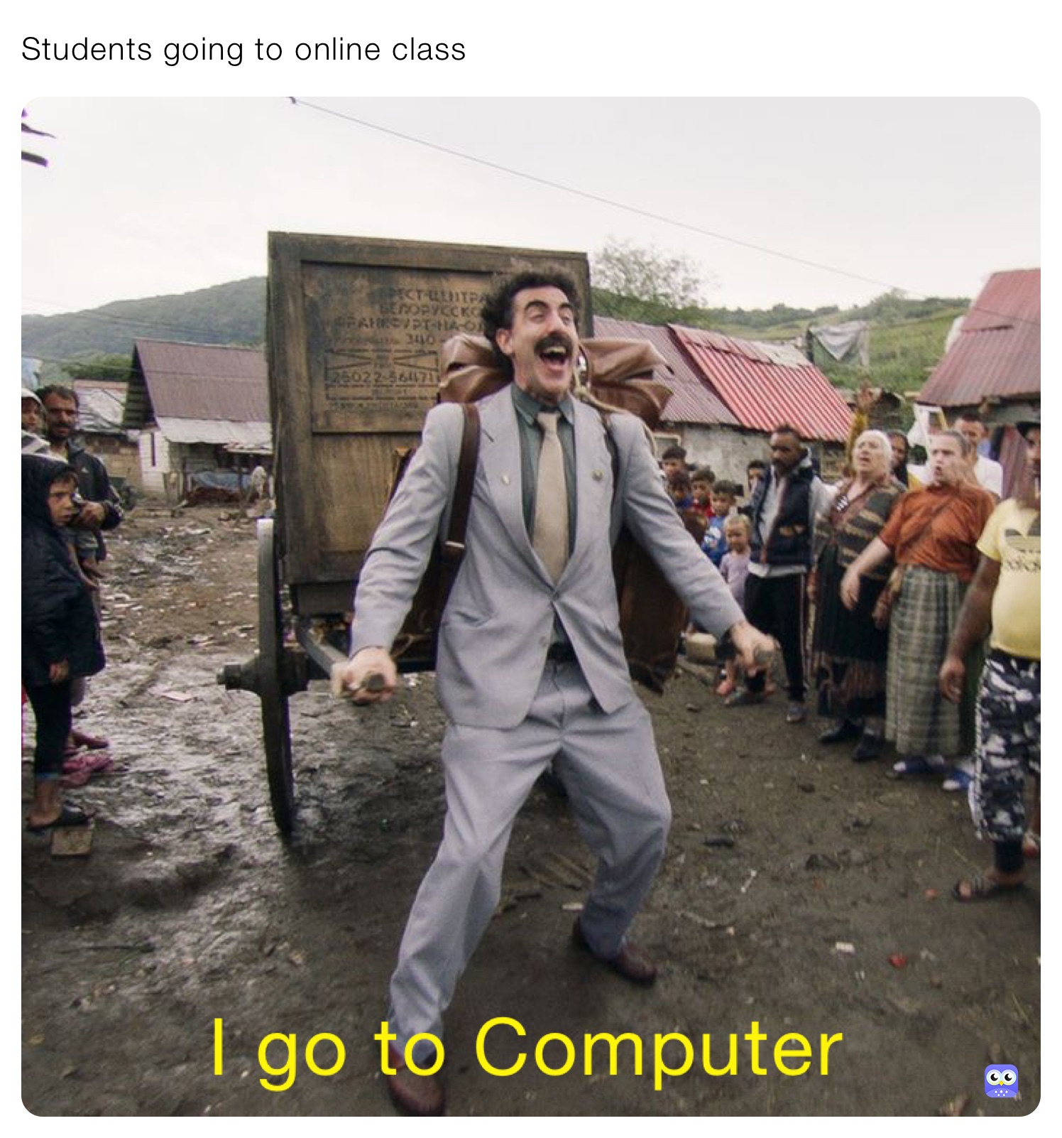 Students going to online class