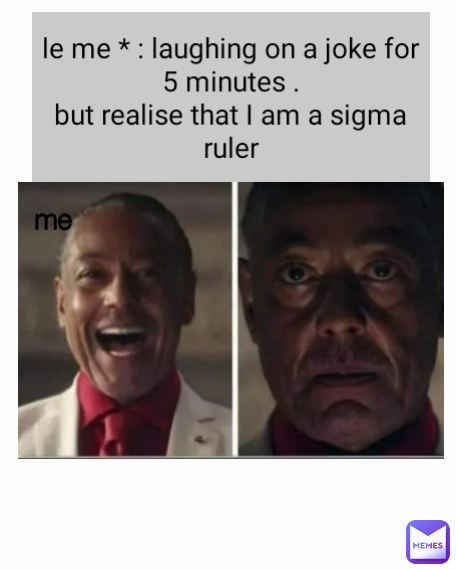 me le me * : laughing on a joke for 5 minutes .
but realise that I am a sigma ruler