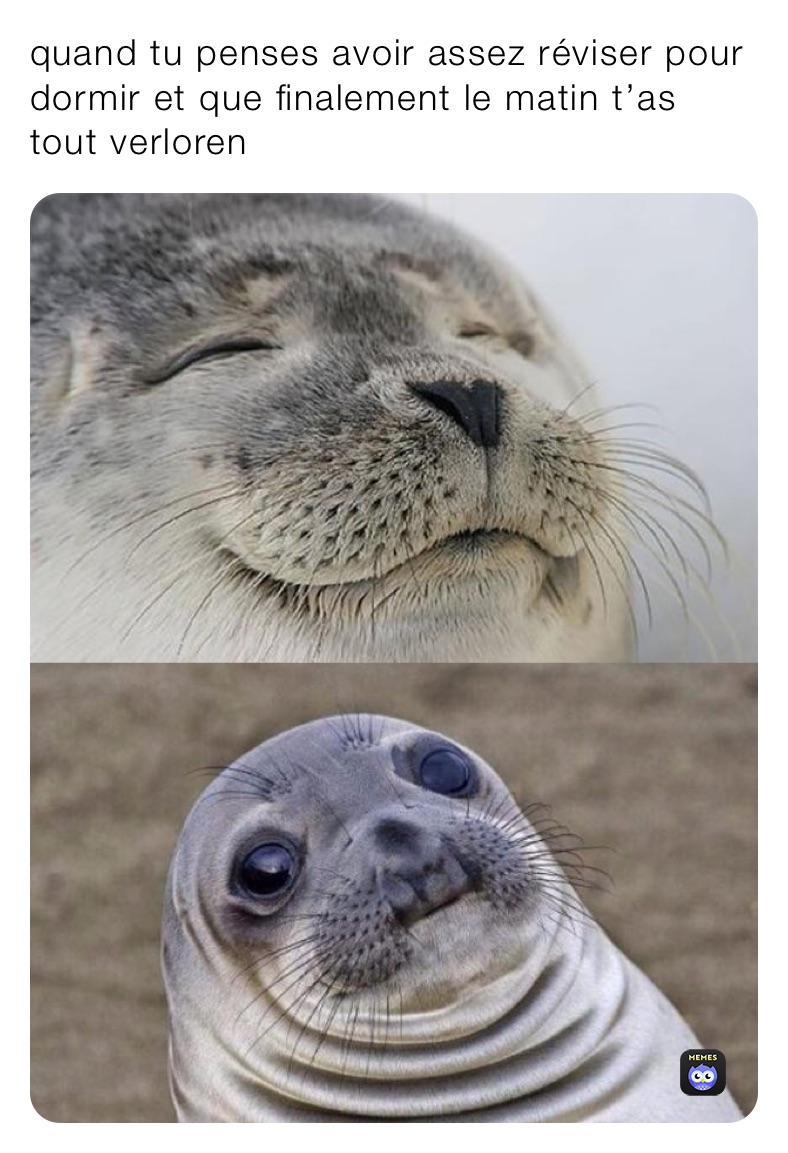 quand tu penses avoir assez réviser pour dormir et que finalement le matin t’as tout verloren