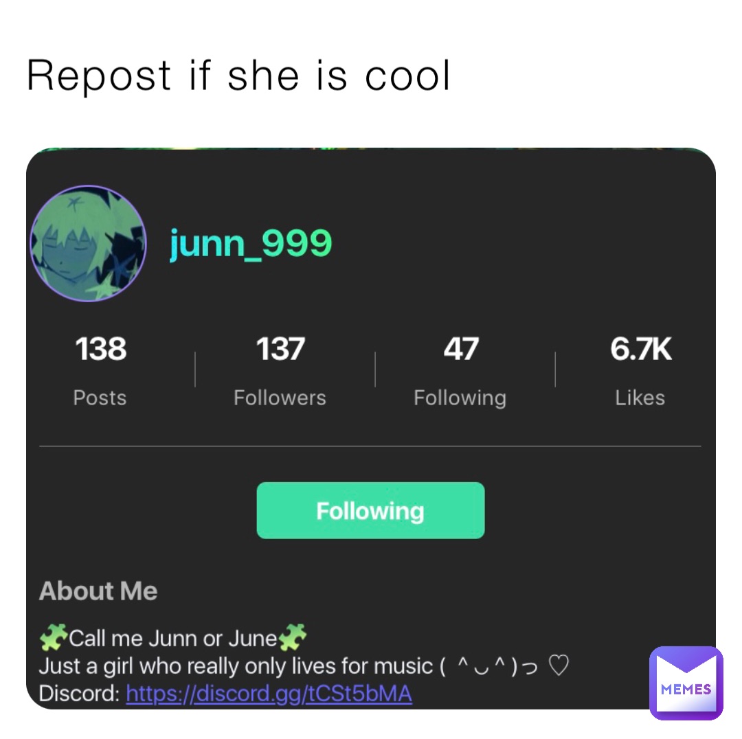 Repost if she is cool