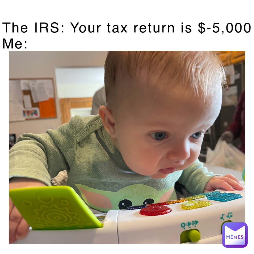 The IRS: Your tax return is $-5,000 Me: | @pizzawaffle | Memes