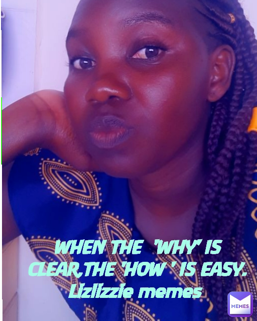 WHEN THE  'WHY' IS CLEAR,THE 'HOW ' IS EASY.
Lizlizzie memes 