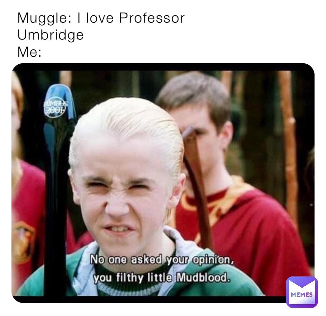 Muggle: I love Professor Umbridge
Me: