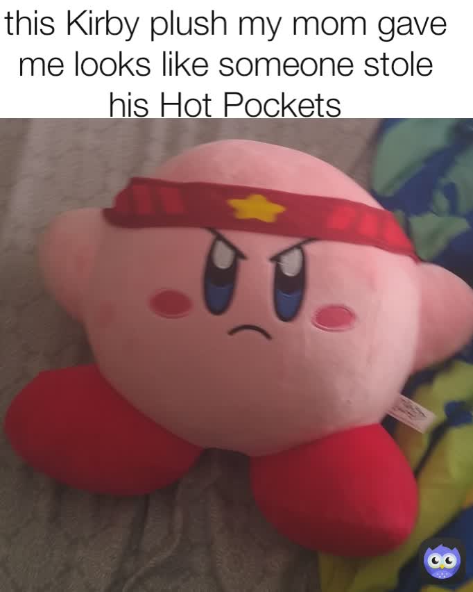 this Kirby plush my mom gave me looks like someone stole his Hot Pockets |  @TheMeeeeemeGod | Memes