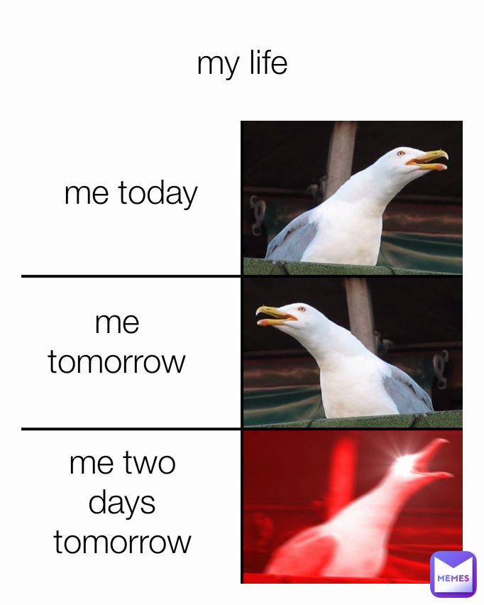 my life me tomorrow me today
 me two days tomorrow