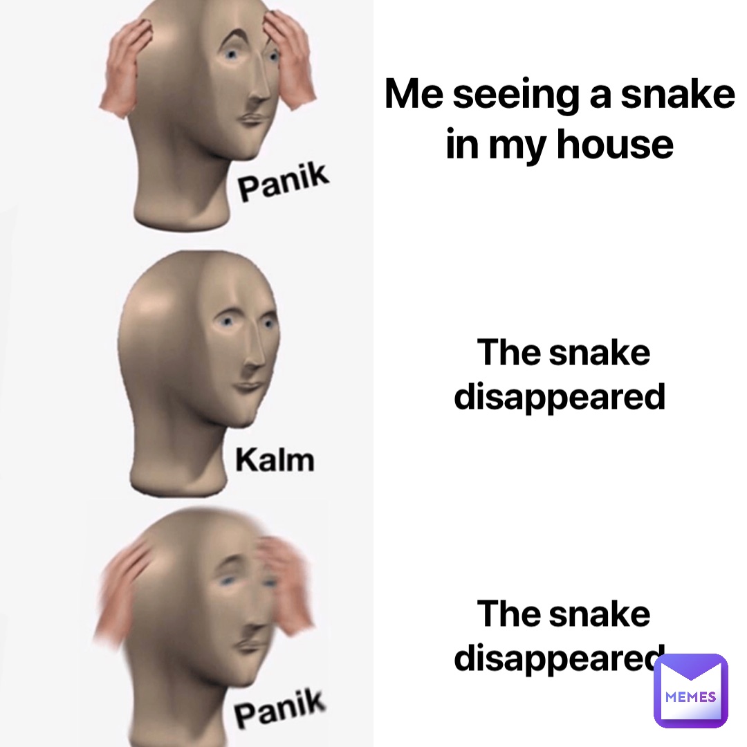 Me seeing a snake in my house The snake 
disappeared The snake 
disappeared