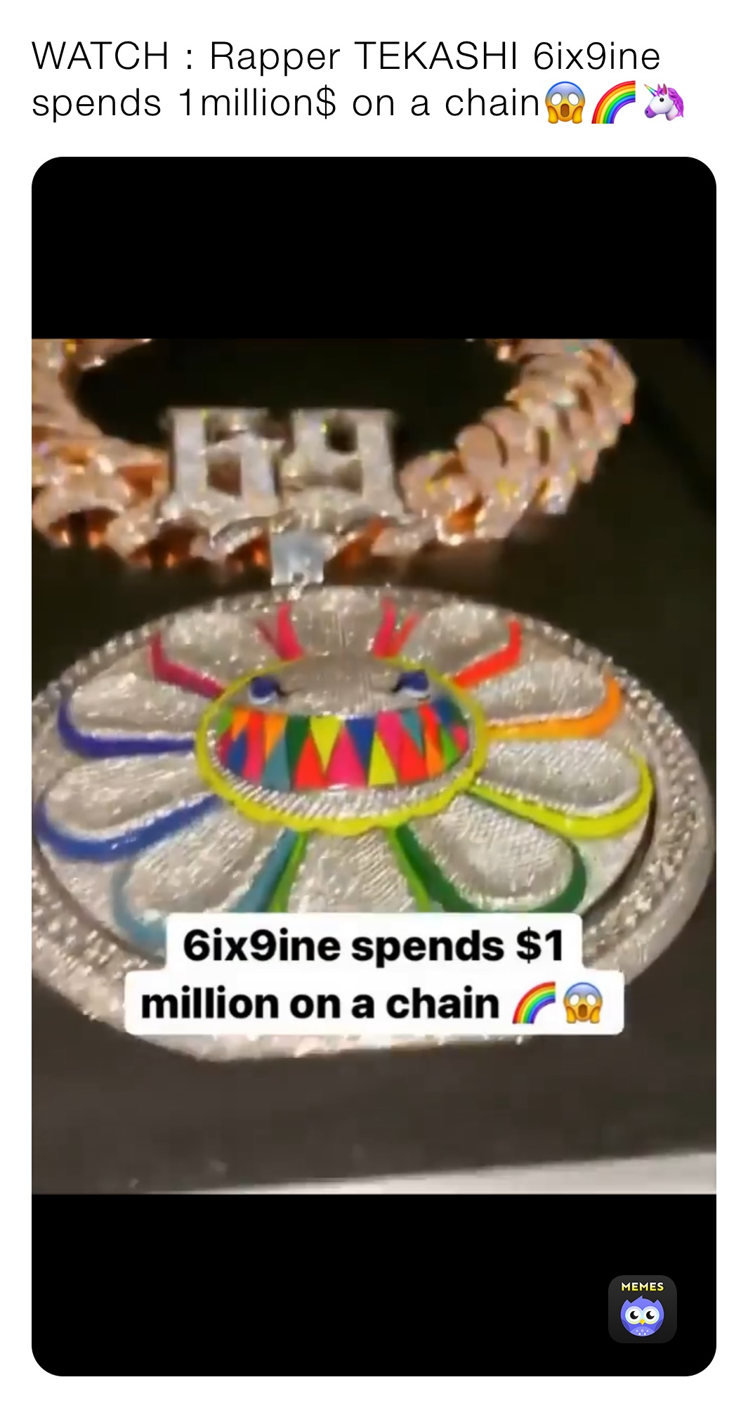 WATCH : Rapper TEKASHI 6ix9ine spends 1million$ on a chain😱🌈🦄