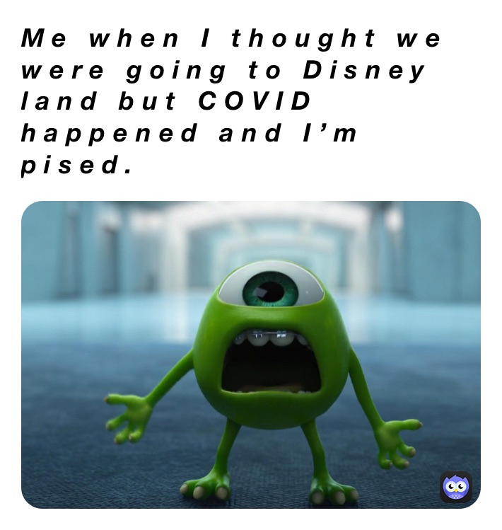 Me when I thought we were going to Disney land but COVID happened and I’m pised.