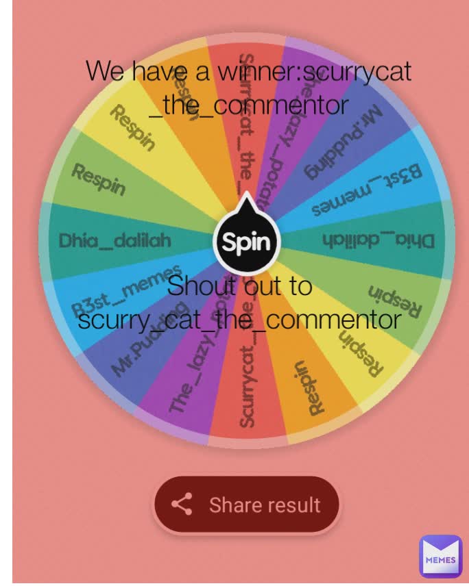 We have a winner:scurrycat_the_commentor Shout out to scurry_cat_the_commentor