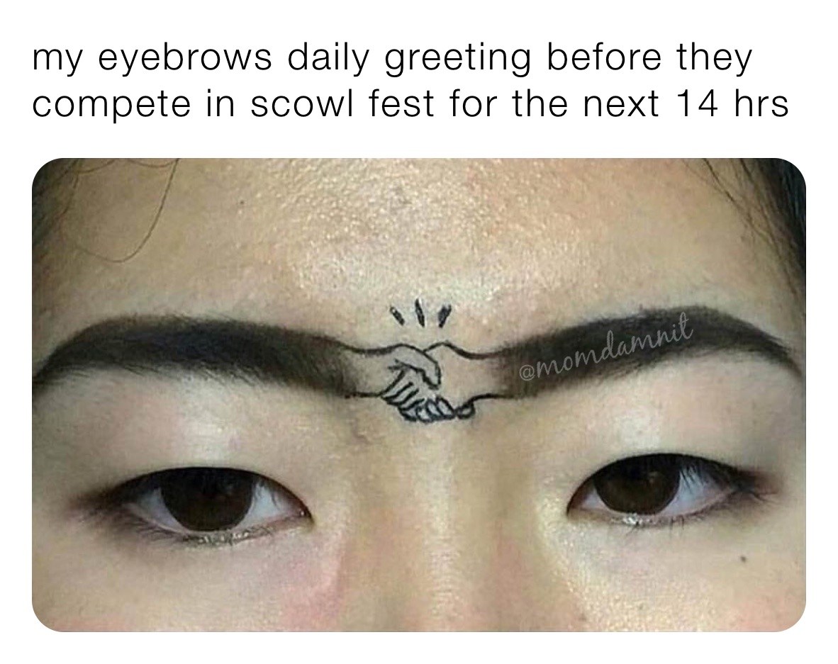my eyebrows daily greeting before they compete in scowl fest for the next 14 hrs