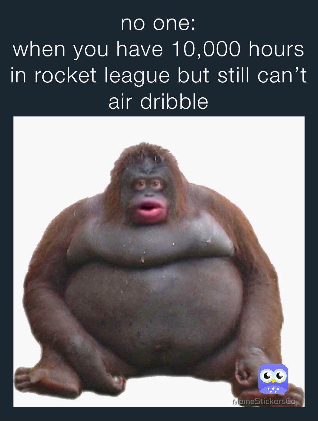 no one: 
when you have 10,000 hours in rocket league but still can’t air dribble