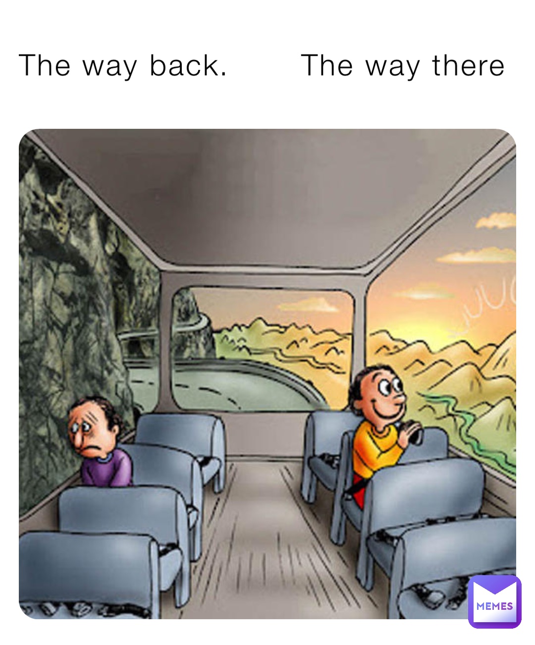 The way back.       The way there