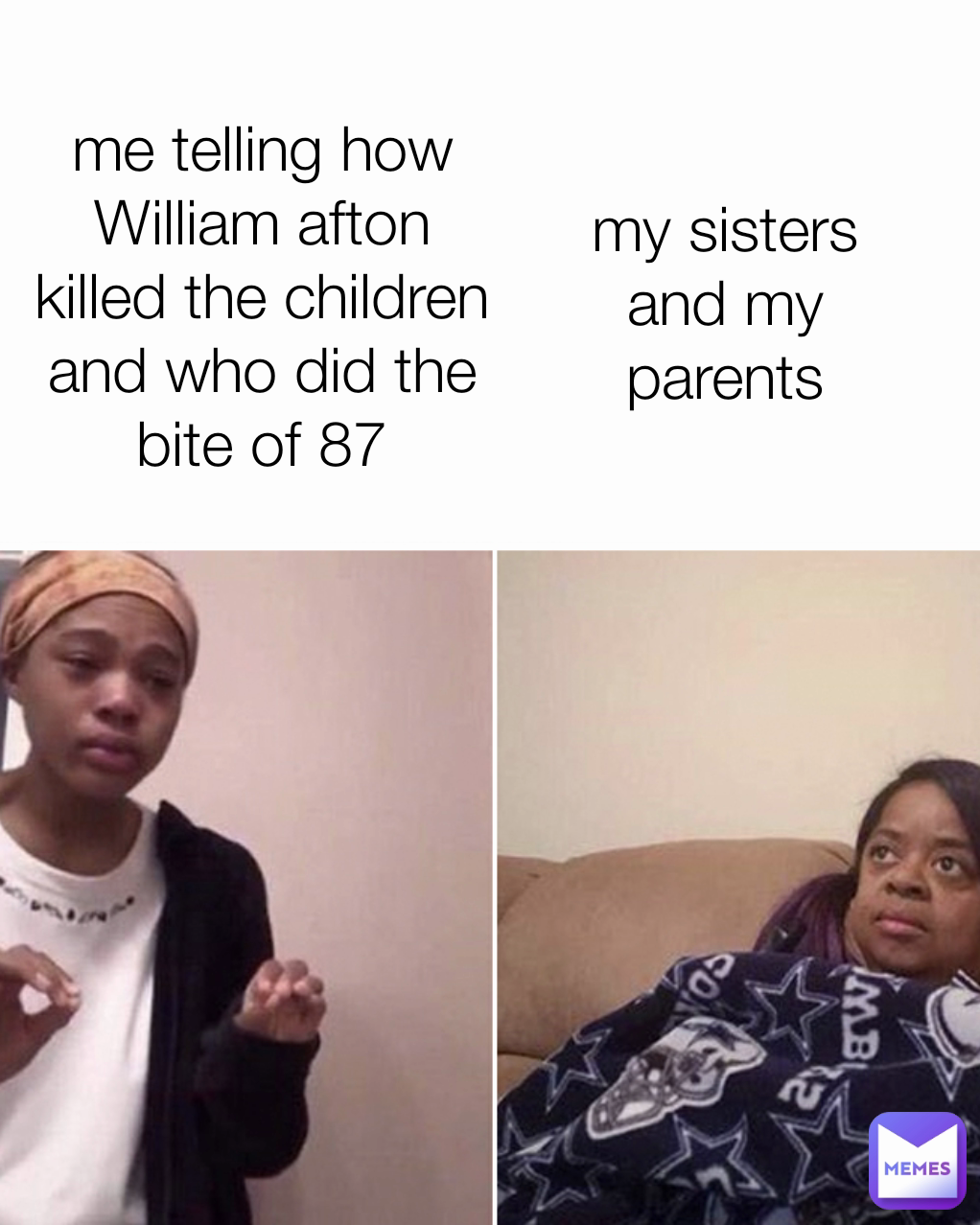 me telling how William afton killed the children and who did the bite of 87 my sisters and my parents