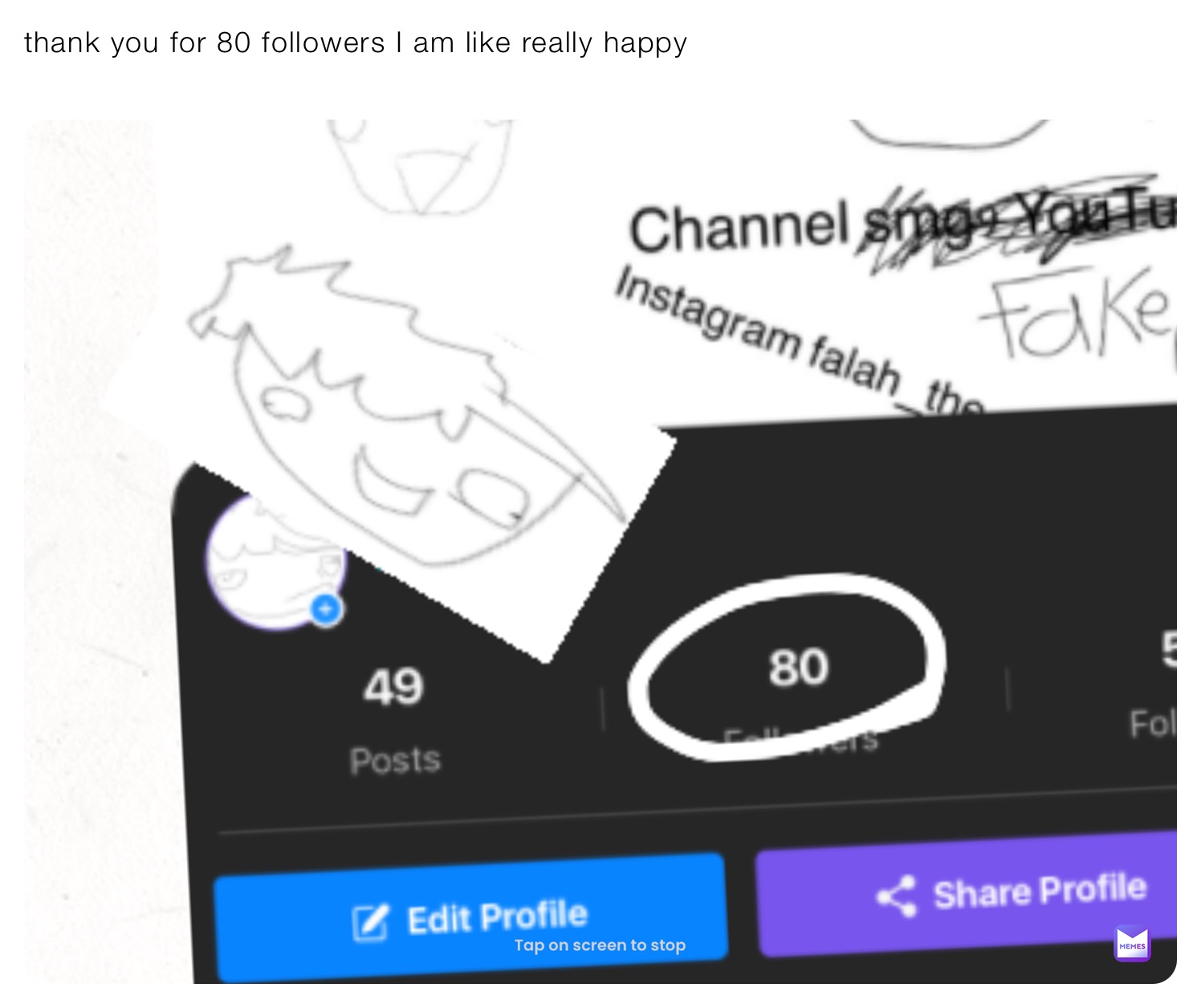 thank you for 80 followers I am like really happy 
