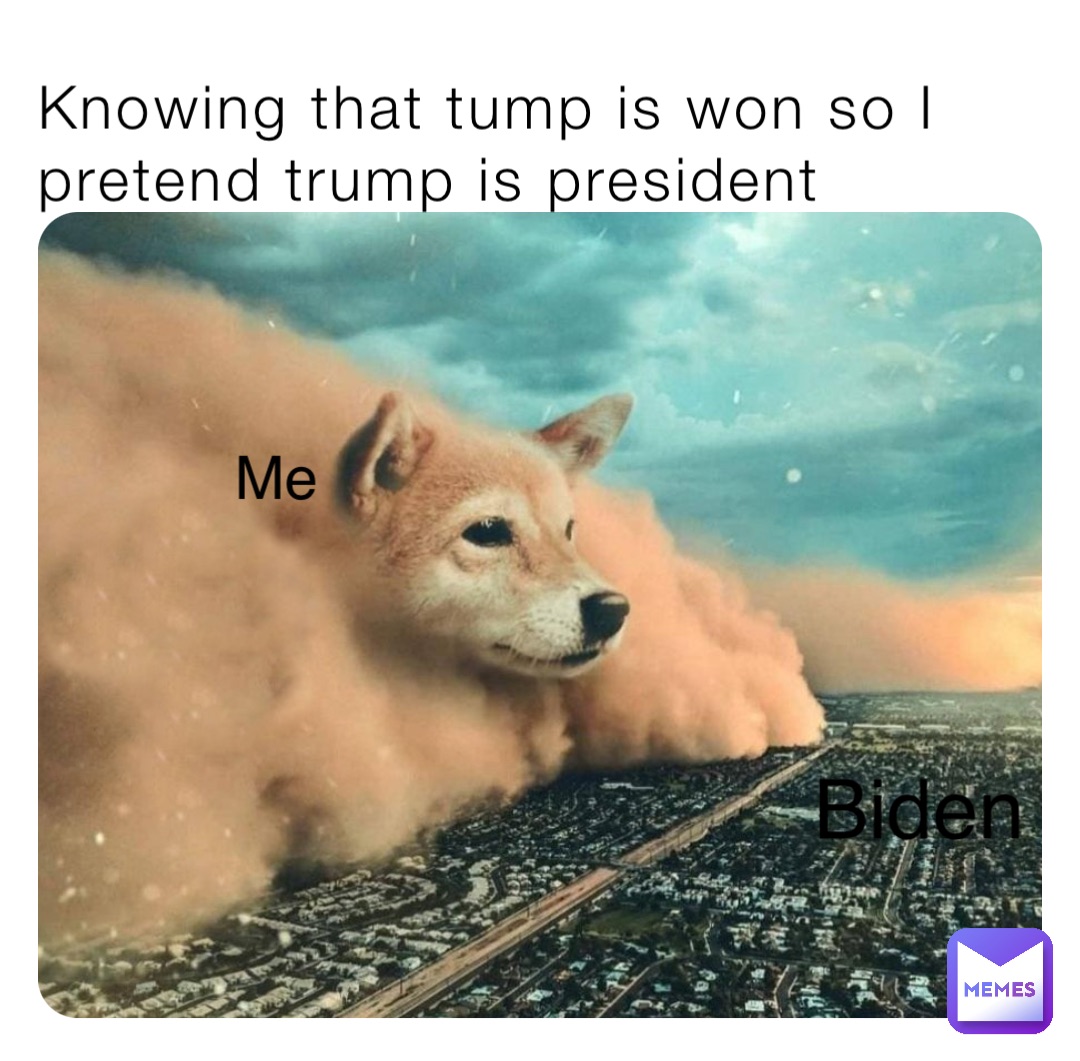 Knowing that tump is won so I pretend trump is president Biden Me