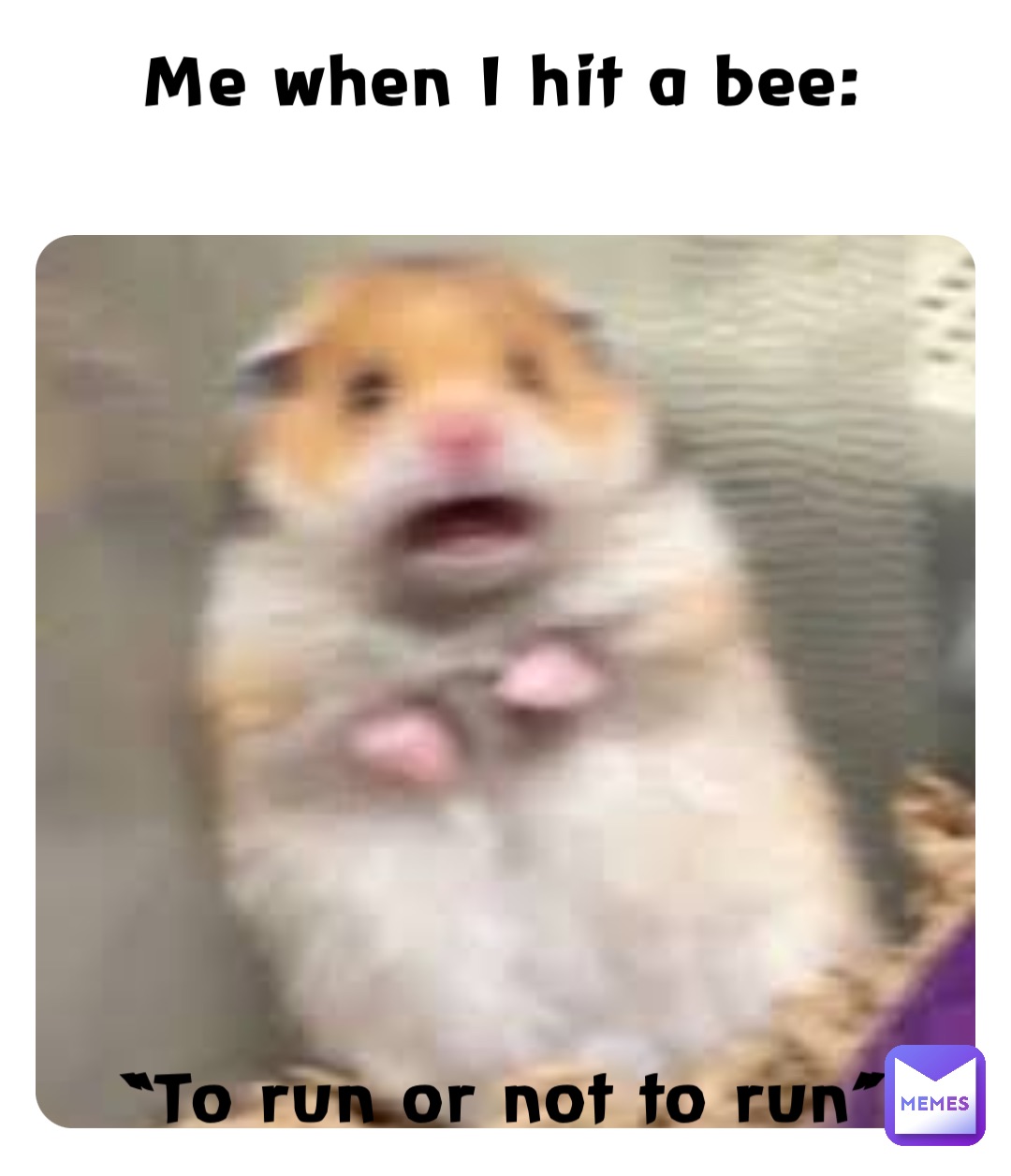 Me when I hit a bee:











“To run or not to run”