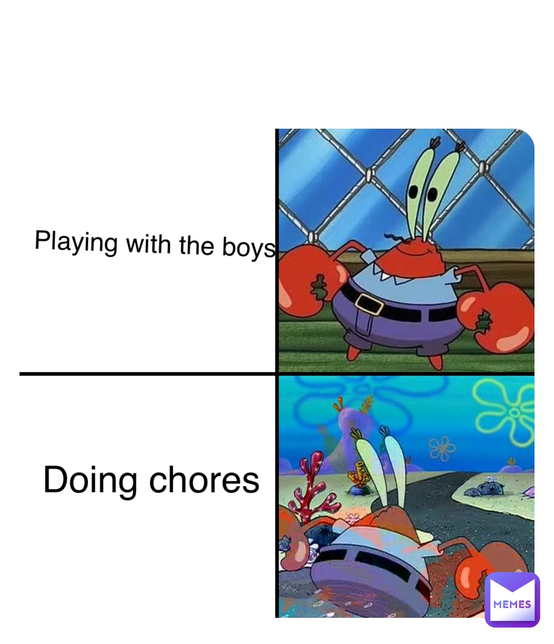 Double tap to edit Playing with the boys Doing chores