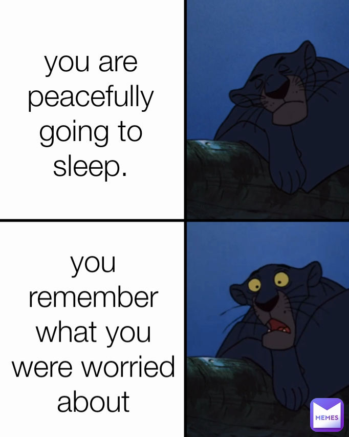 you are peacefully going to sleep. you remember what you were worried about