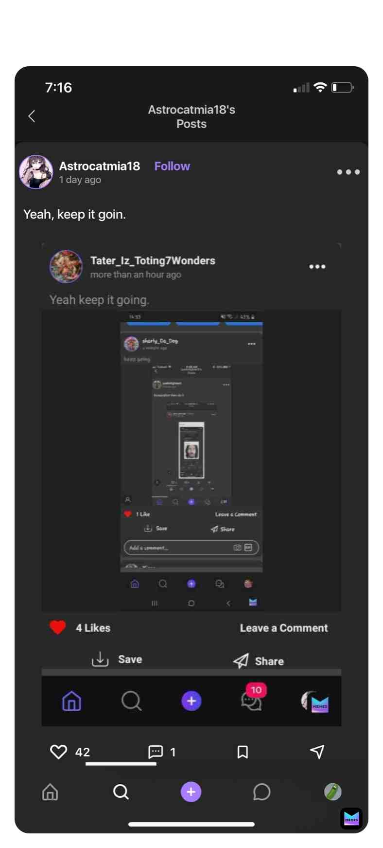 Yeah keep it going