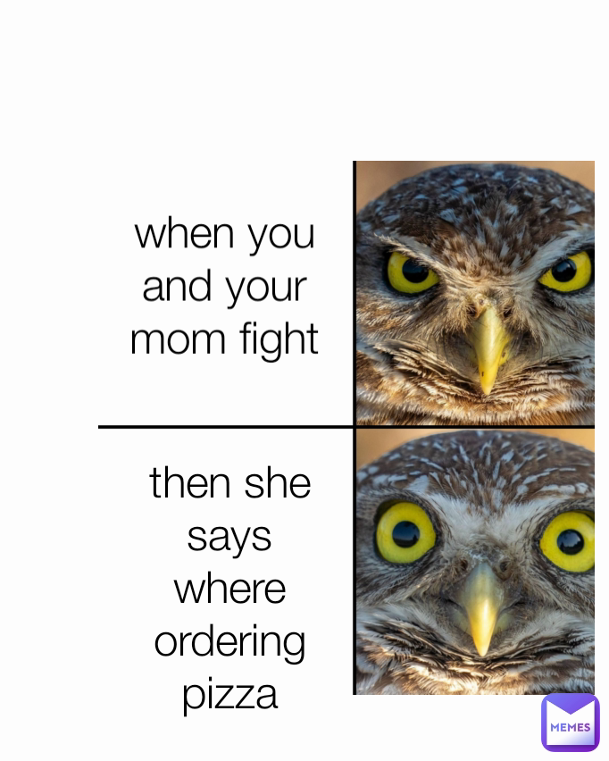 then she says where ordering pizza when you and your mom fight
