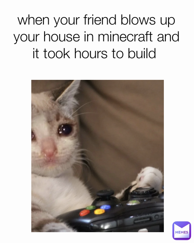 when your friend blows up your house in minecraft and it took hours to build 