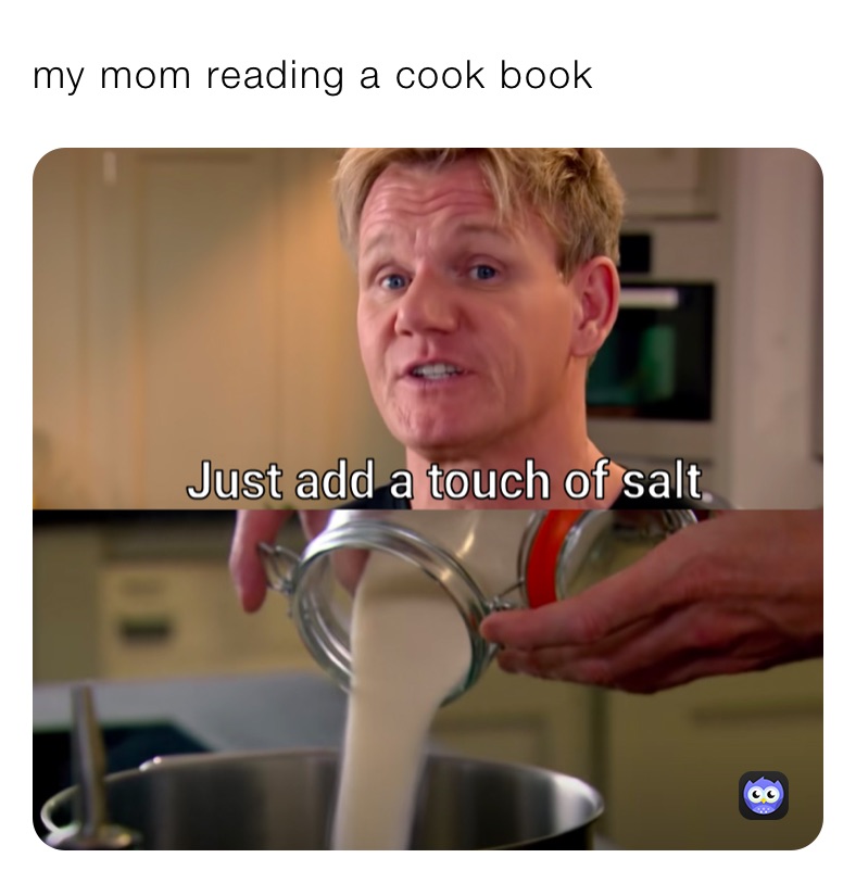 my mom reading a cook book