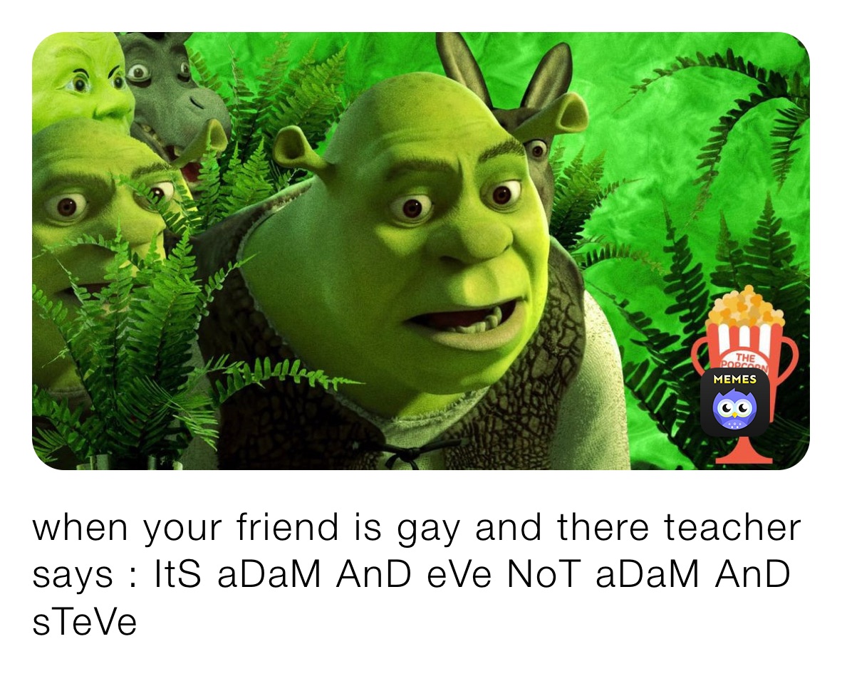when your friend is gay and there teacher says : ItS aDaM AnD eVe NoT aDaM AnD sTeVe