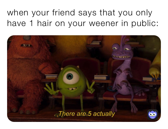 when your friend says that you only have 1 hair on your weener in public: