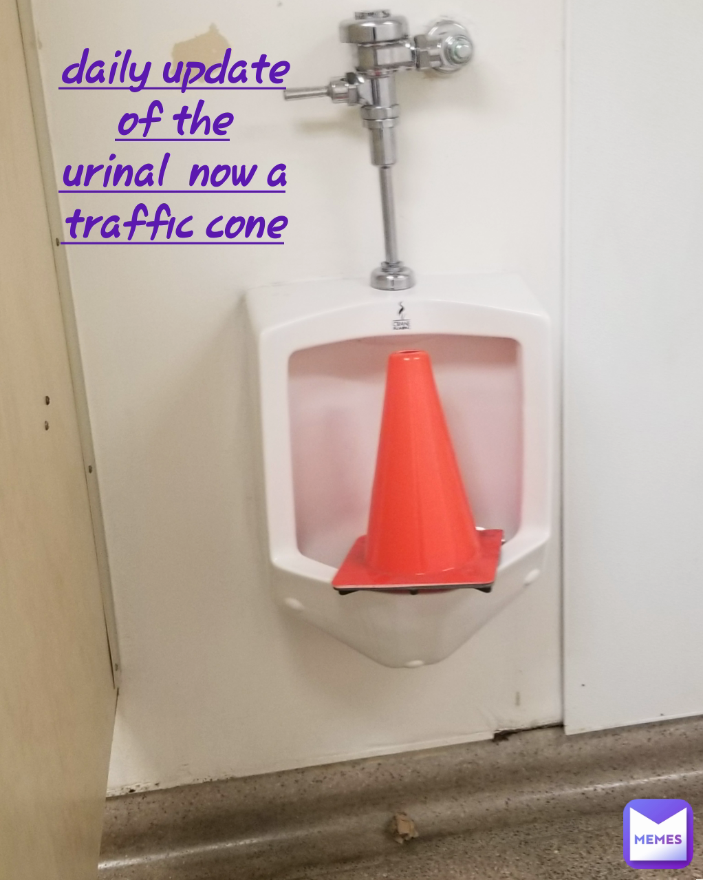 daily update of the urinal  now a traffic cone