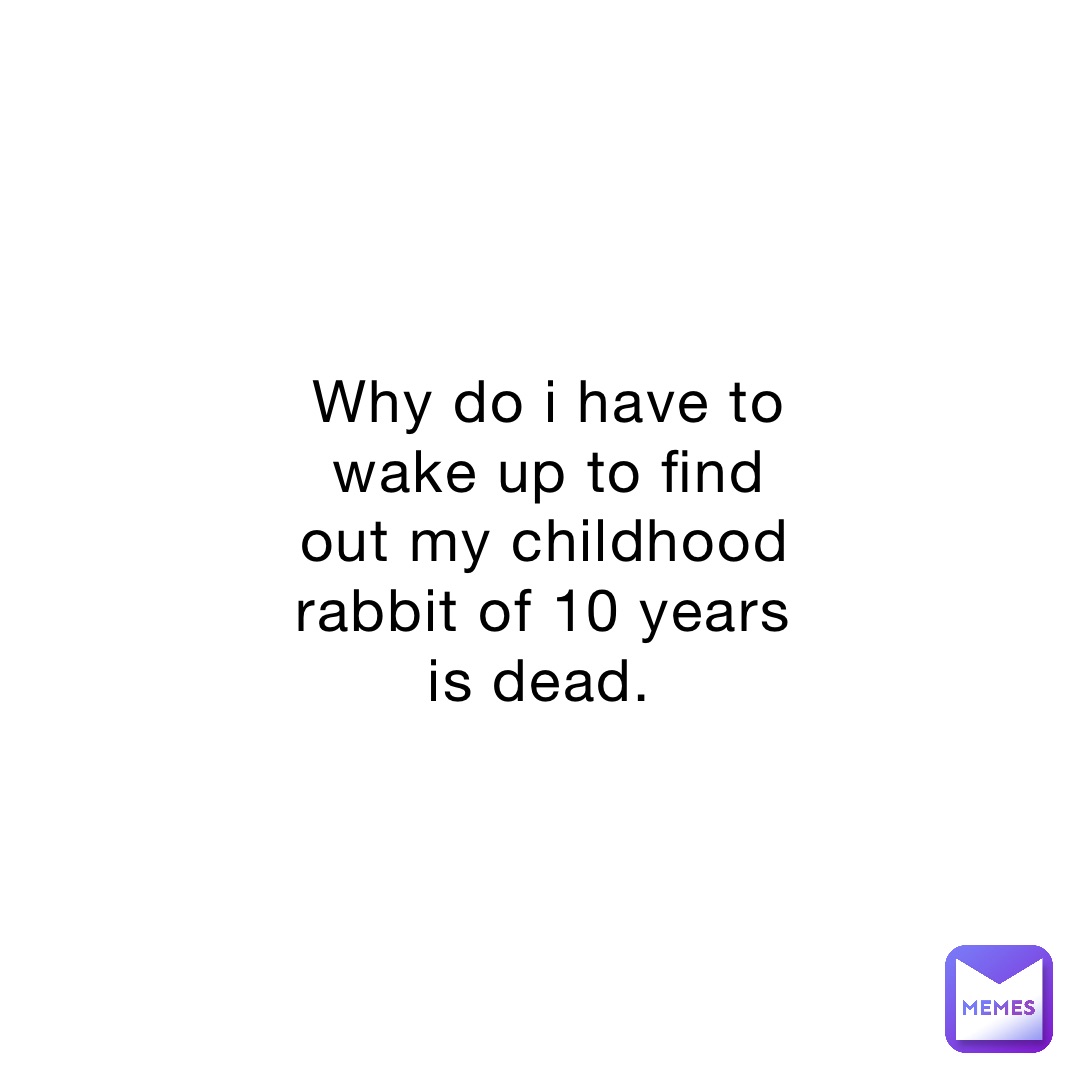 Why do i have to wake up to find out my childhood rabbit of 10 years is dead.