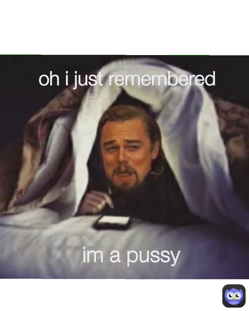 oh i just remembered  im a pussy