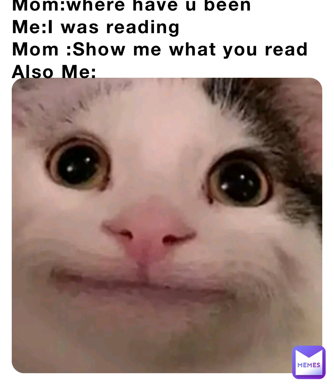 Mom:where have u been
Me:I was reading 
Mom :Show me what you read 
Also Me: