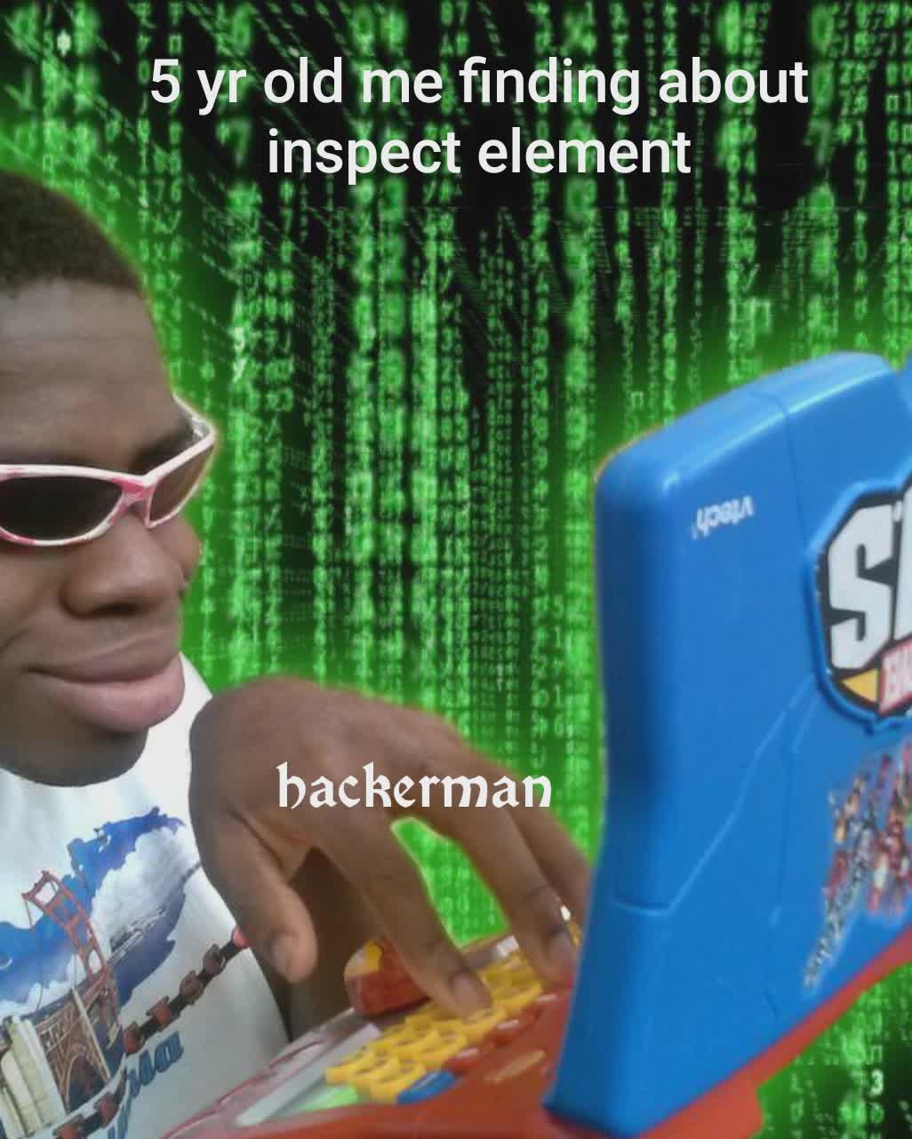 5 yr old me finding about inspect element hackerman