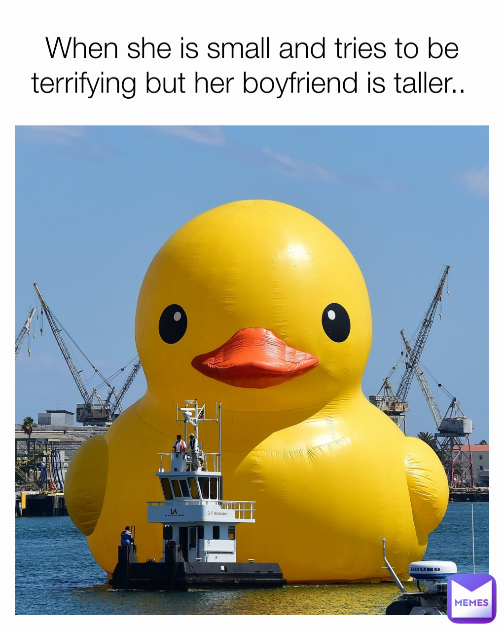 When she is small and tries to be terrifying but her boyfriend is taller.. 