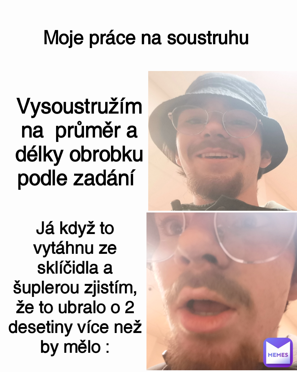 Vysoustružím na  průměr a délky obrobku podle zadání  Já když to vytáhnu ze sklíčidla a šuplerou zjistím, že to ubralo o 2 desetiny více než by mělo : Moje práce na soustruhu 