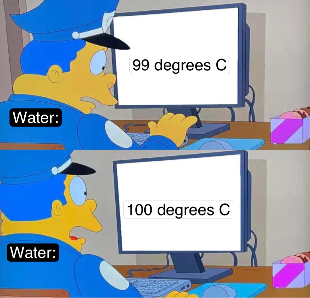 Water: Water: 99 degrees C 100 degrees C