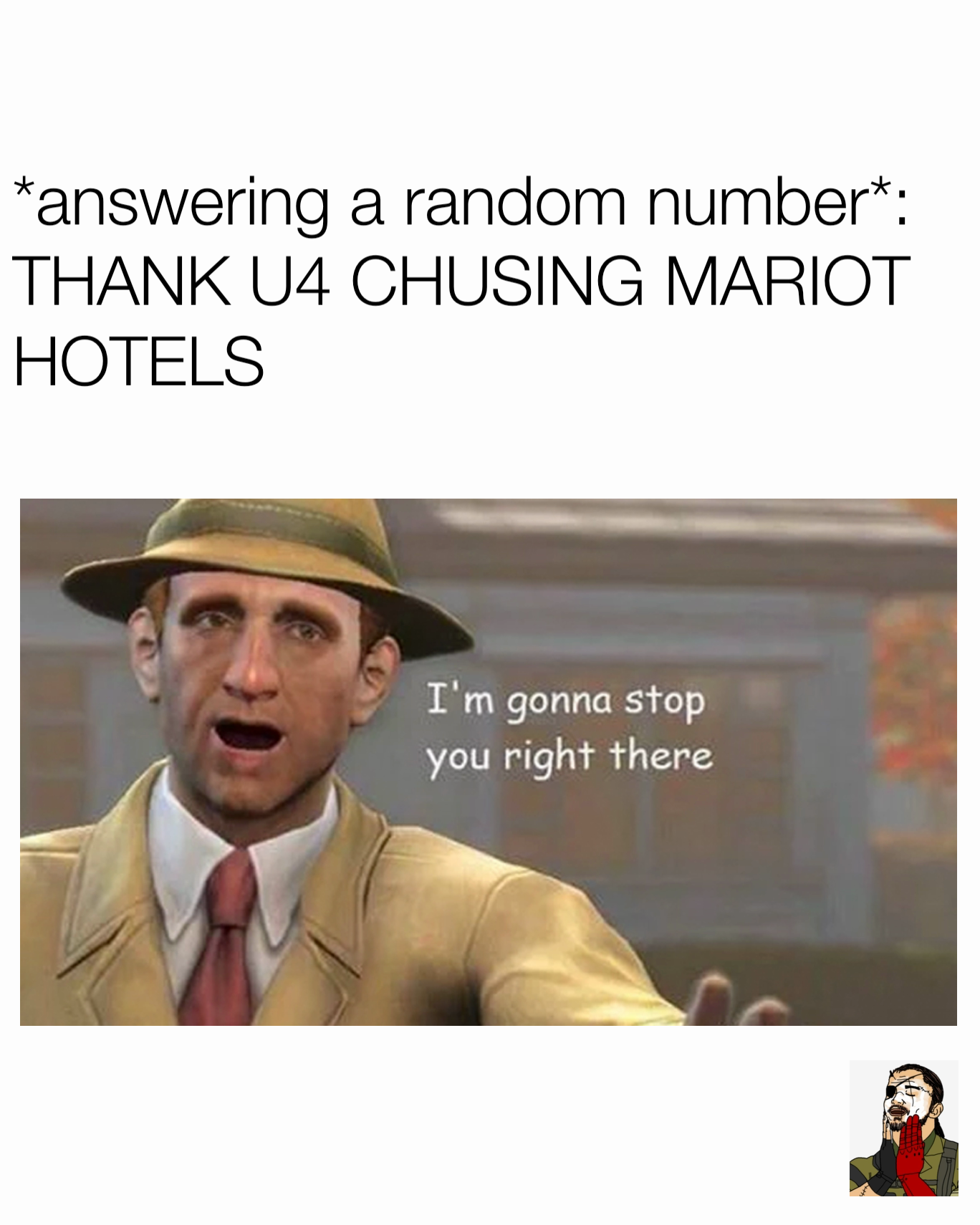 *answering a random number*:
THANK U4 CHUSING MARIOT HOTELS