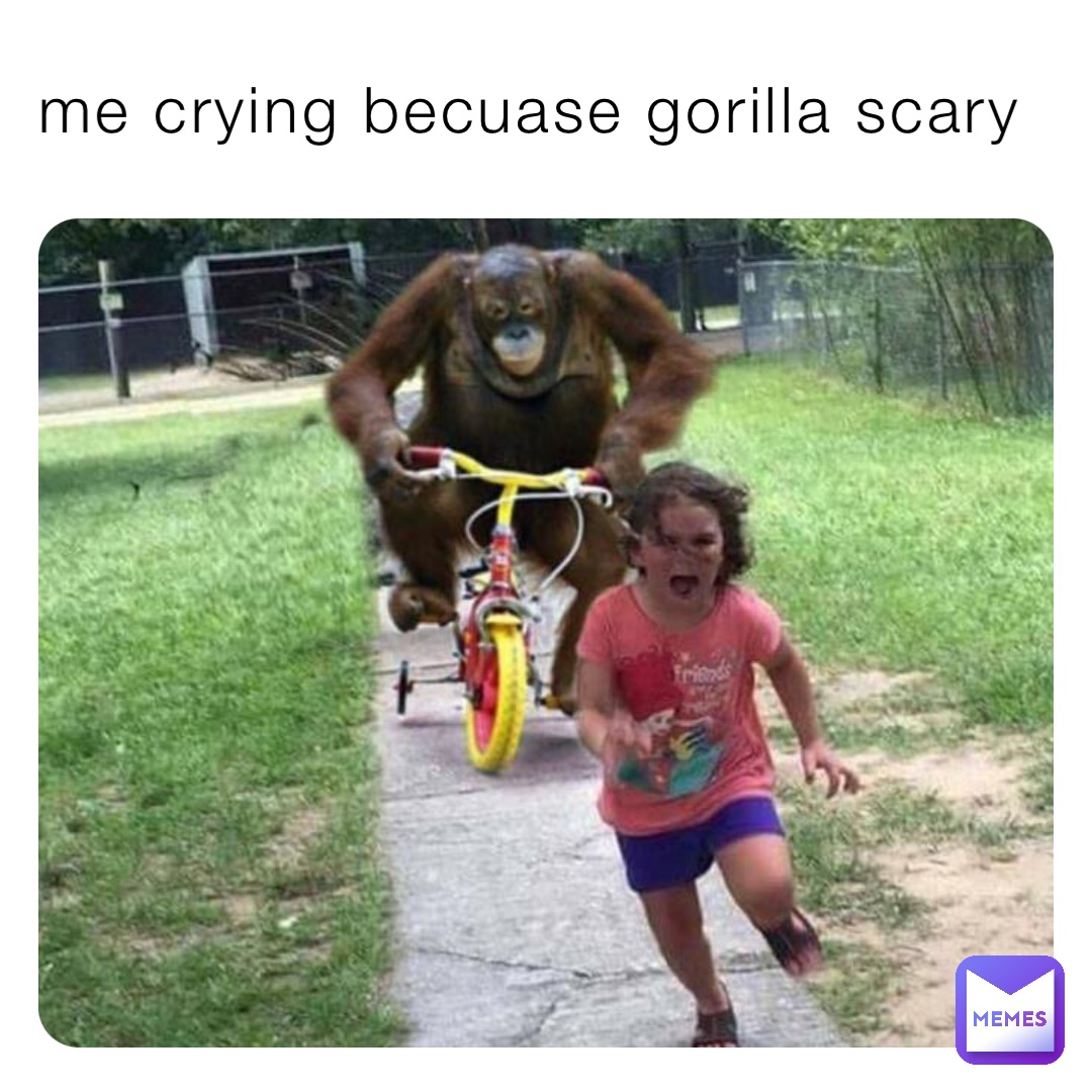 me crying becuase gorilla scary