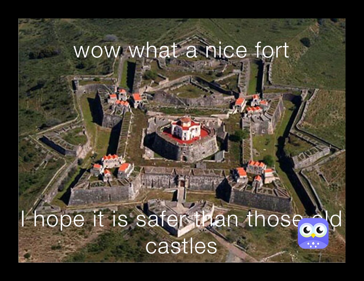 wow what a nice fort I hope it is safer than those old castles