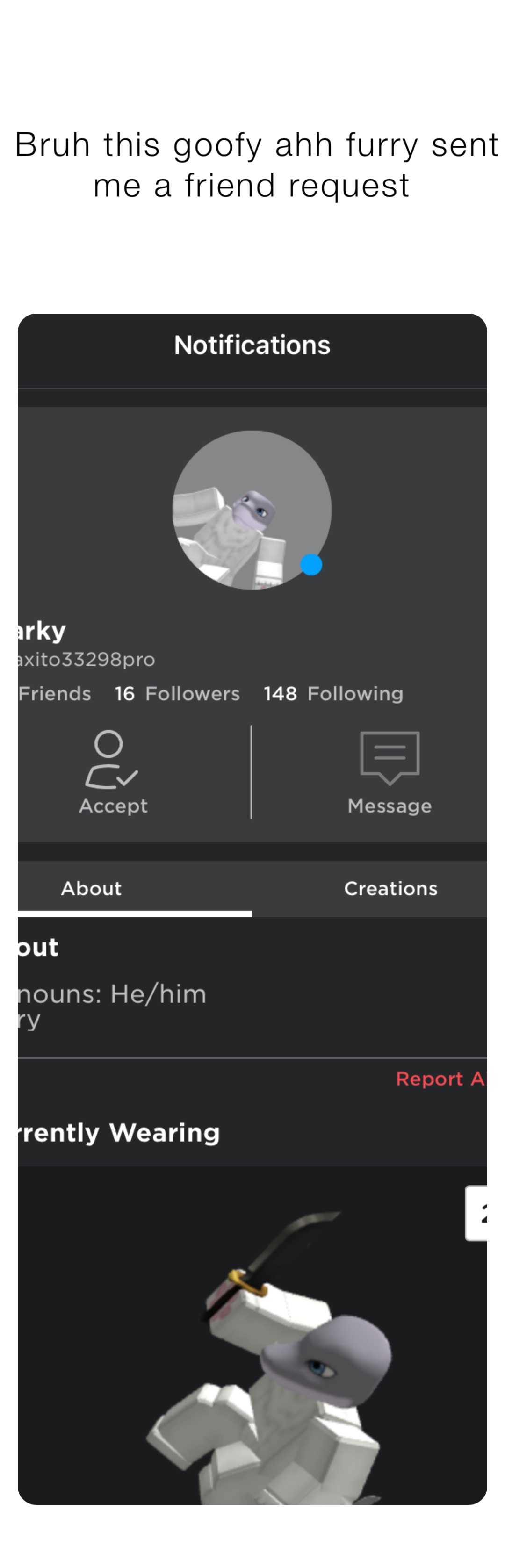 Bruh this goofy ahh furry sent me a friend request