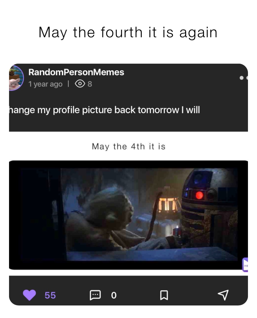 May the fourth it is again