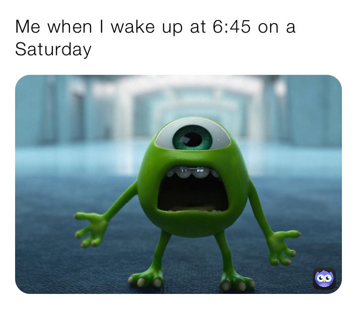 Me when I wake up at 6:45 on a Saturday￼