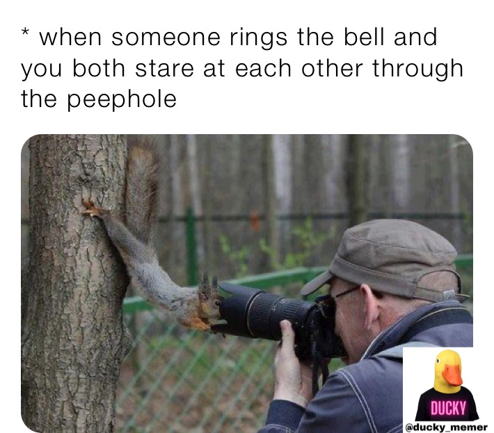 * when someone rings the bell and you both stare at each other through the peephole