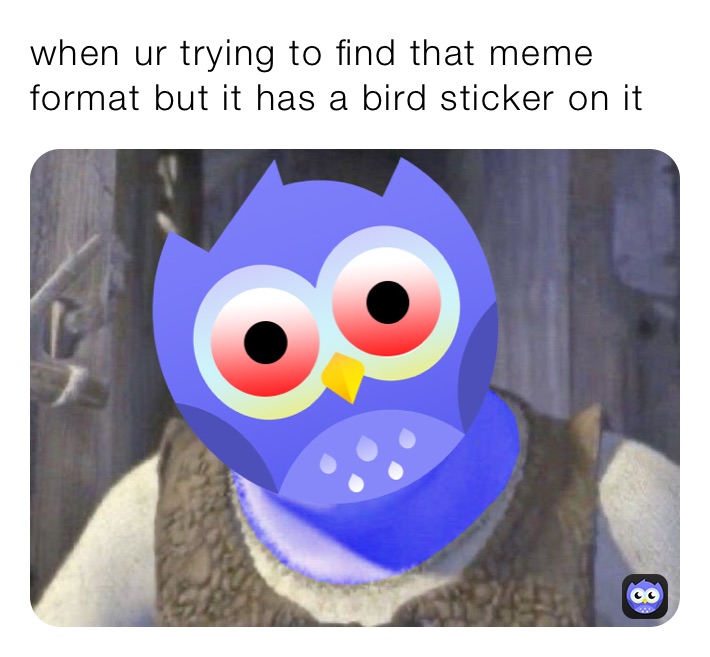 when ur trying to find that meme format but it has a bird sticker on it