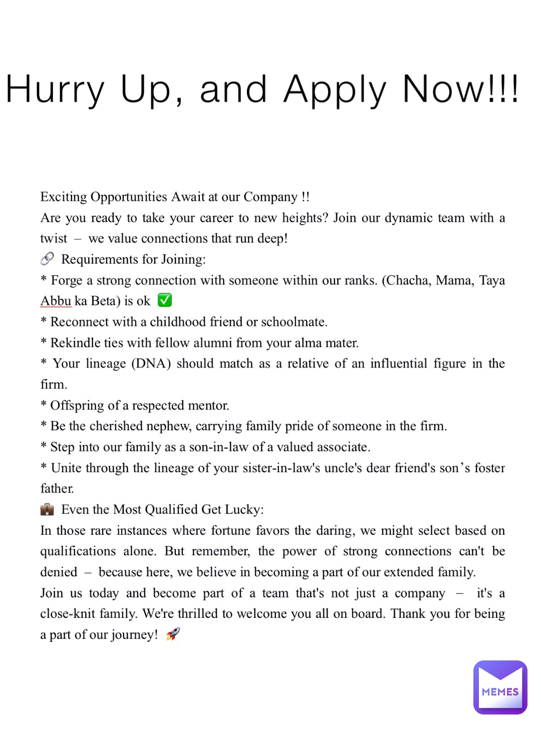 Hurry Up, and Apply Now!!!