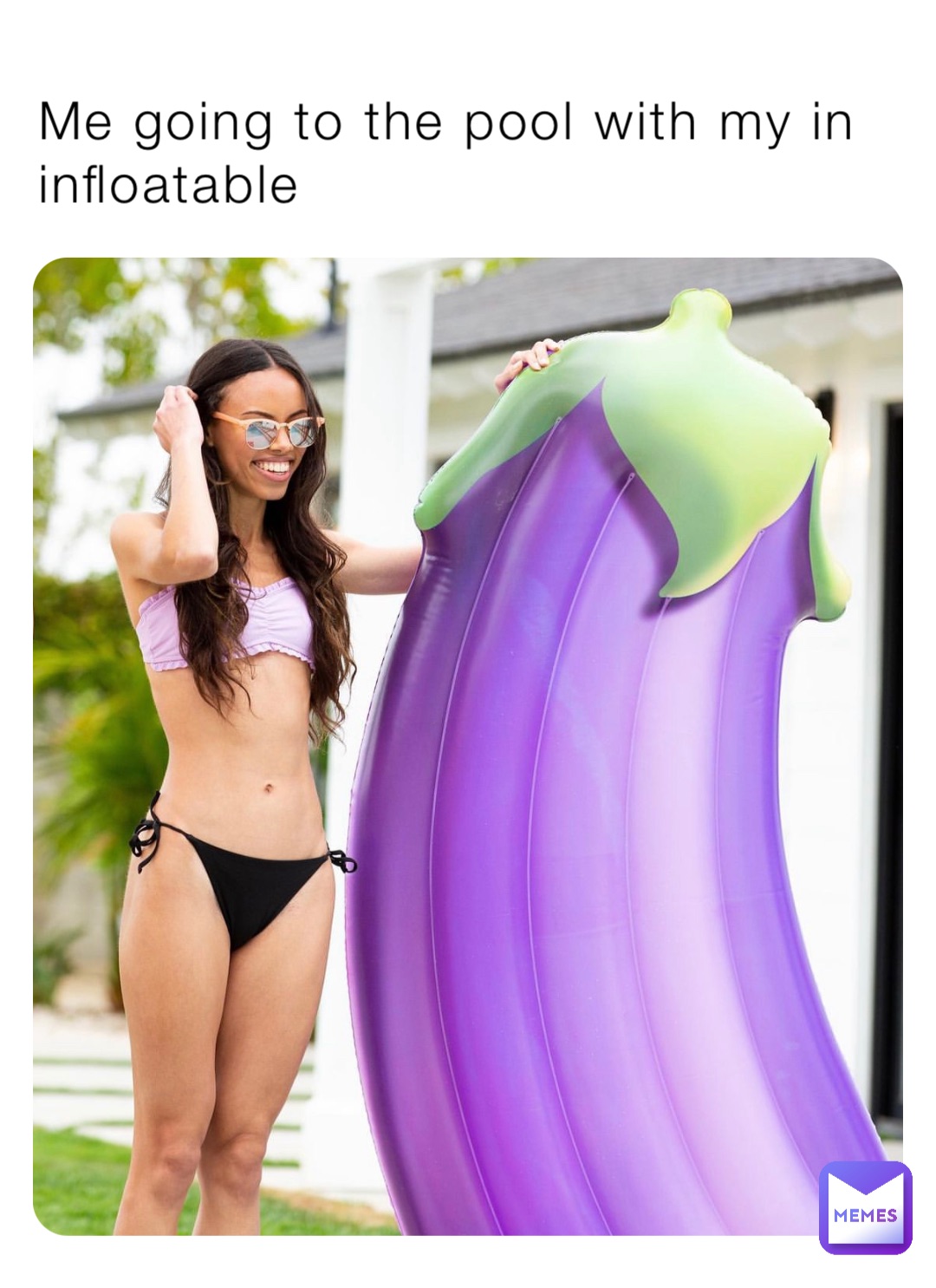 Me going to the pool with my in infloatable