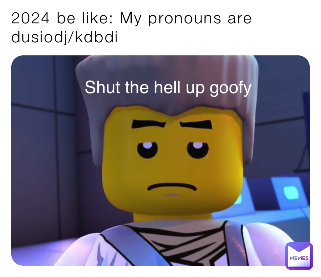 2024 be like: My pronouns are dusiodj/kdbdi Shut the hell up goofy