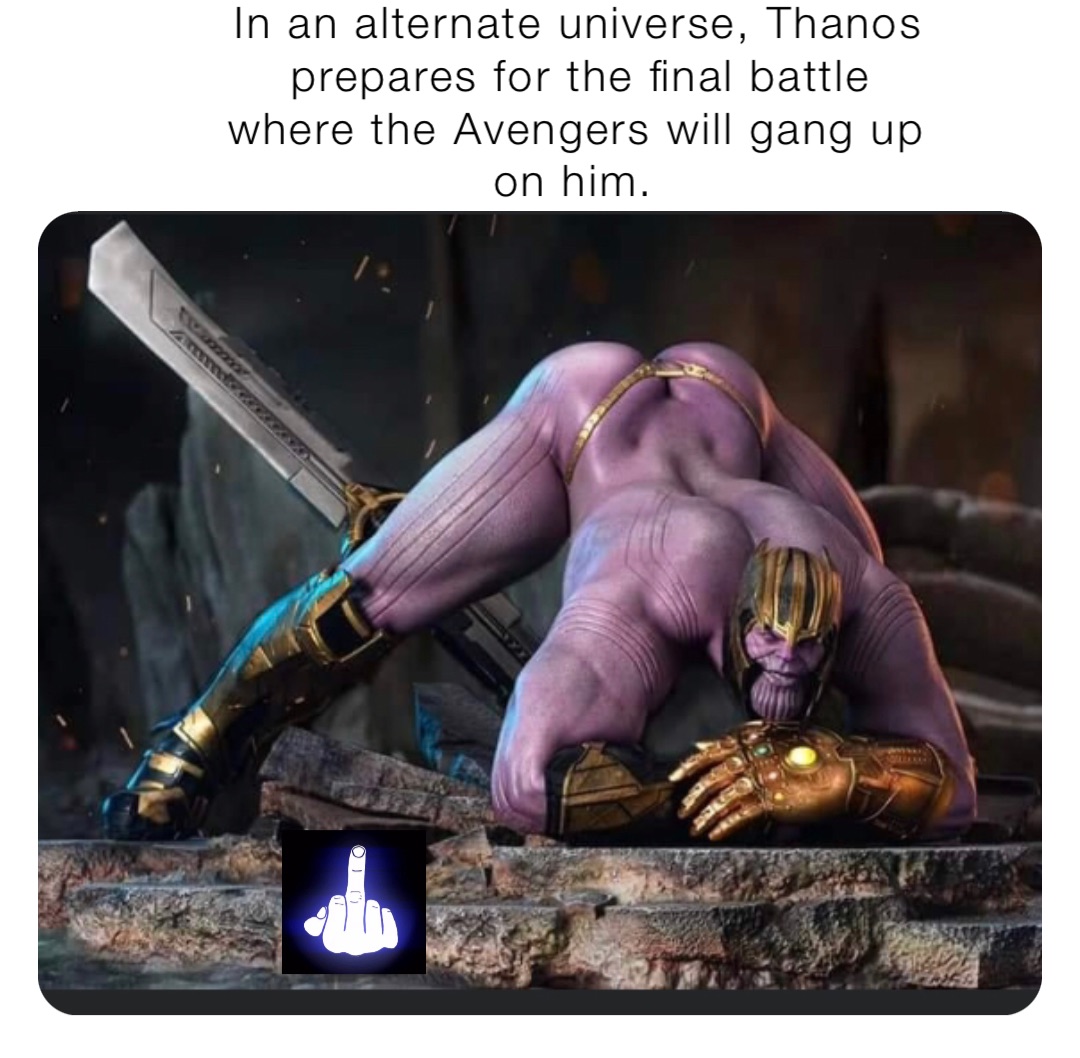 In an alternate universe, Thanos prepares for the final battle where the Avengers will gang up on him.