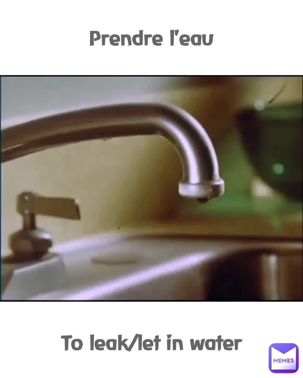 Prendre l'eau To leak/let in water MissieGee Memes