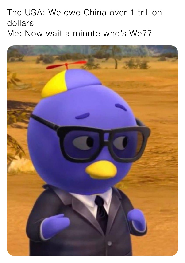 The USA: We owe China over 1 trillion dollars 
Me: Now wait a minute who’s We??